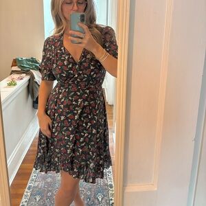 Denim & Supply Ralph Lauren Black Floral Midi Wrap Dress